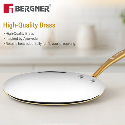 Bergner Peetlam Concave Tawa 26cm, Brass Roti Tawa with Tin (Kalai) Coated