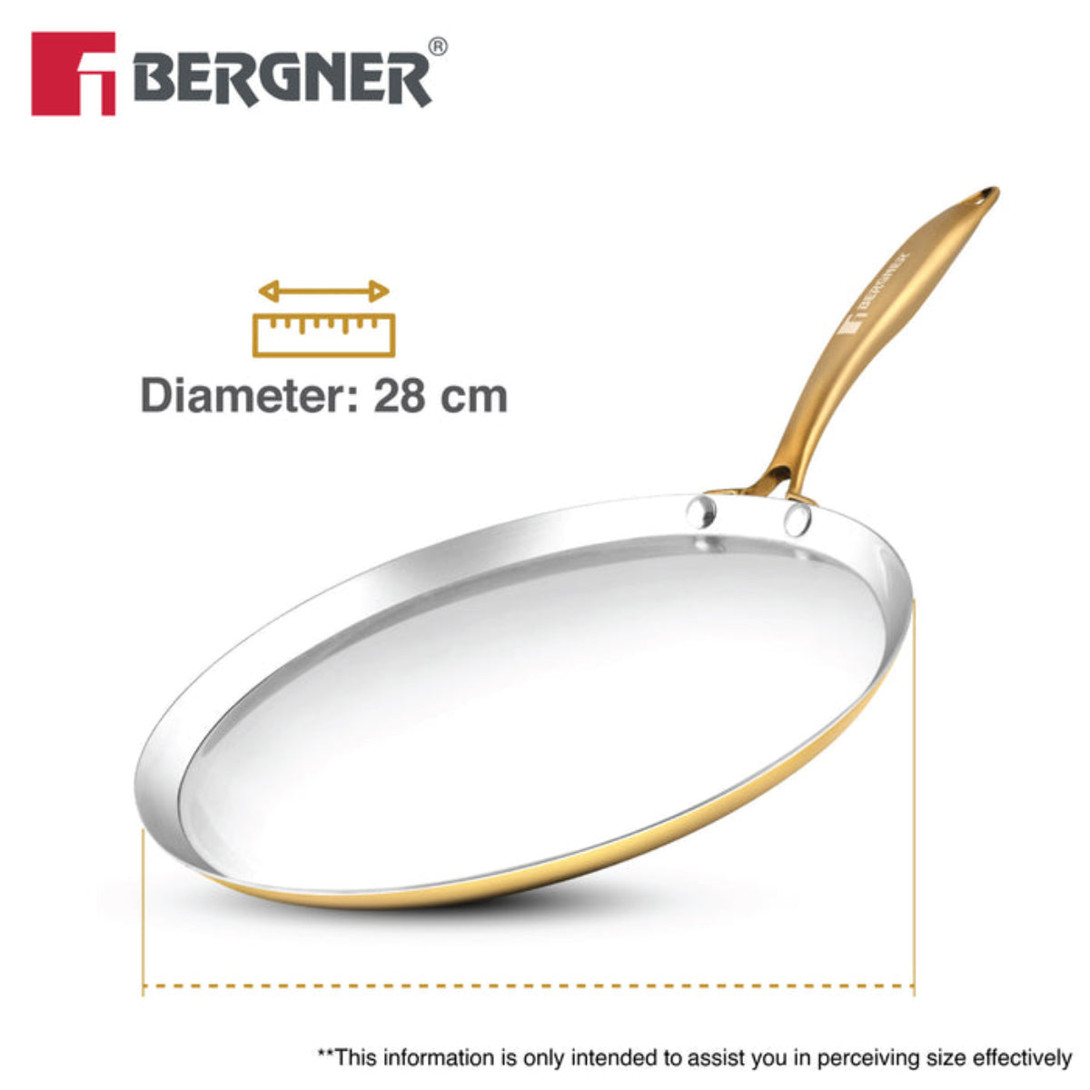 Bergner Peetlam Dosa Tawa 28cm, Brass Crape Tawa with Tin (Kalai) Coated
