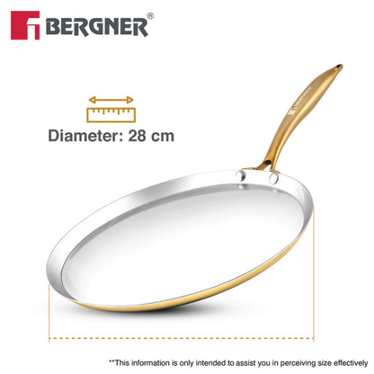 Bergner Peetlam Dosa Tawa 28cm, Brass Crape Tawa with Tin (Kalai) Coated