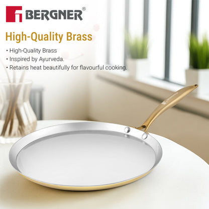Bergner Peetlam Dosa Tawa 28cm, Brass Crape Tawa with Tin (Kalai) Coated