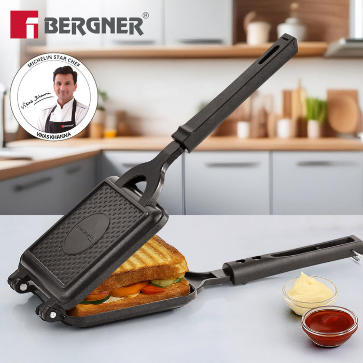 Bergner Senator Grill Toaster, Non-Stick, Cast Aluminium Gas Stove Compatible