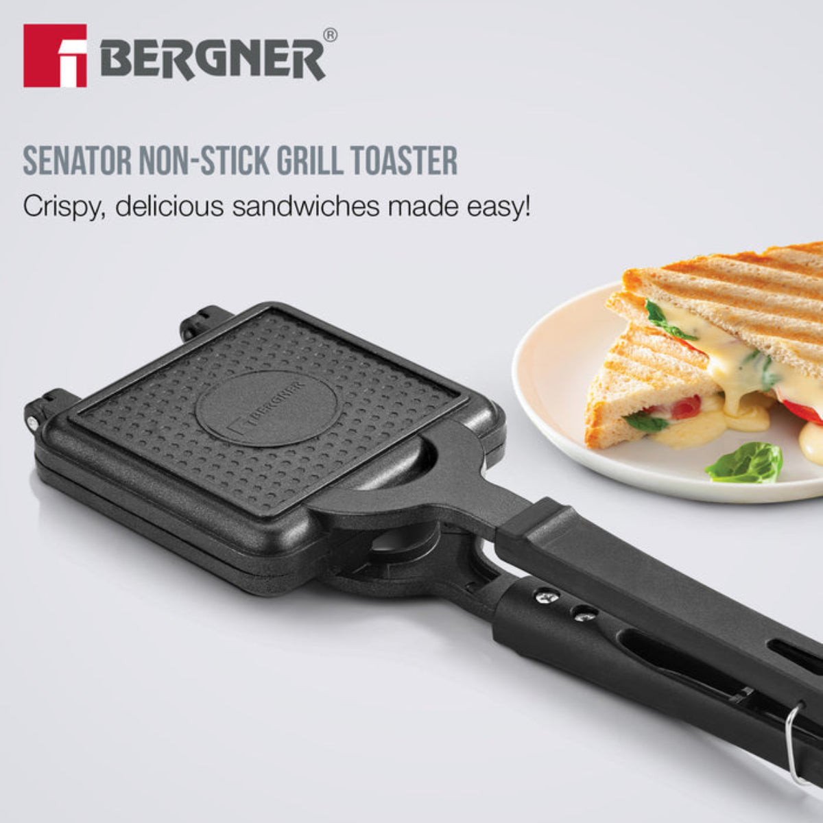 Bergner Senator Grill Toaster, Non-Stick, Cast Aluminium Gas Stove Compatible