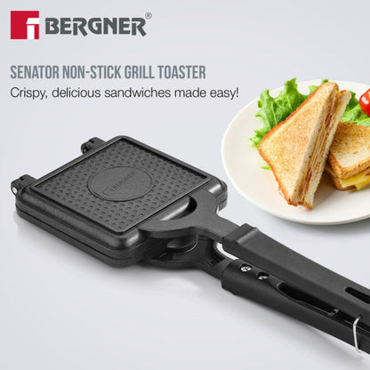 Bergner Senator Sandwich Toaster, Non-Stick - Gas Stove Compatible