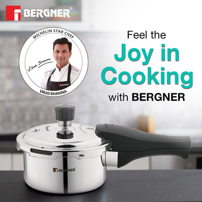 Bergner Tri-Max Junior Tri-Ply Stainless Steel 1 Litre Outer Lid Mini Pressure Cooker