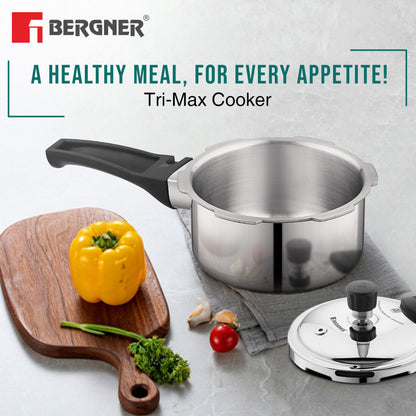 Bergner Tri-Max Junior Tri-Ply Stainless Steel 1 Litre Outer Lid Mini Pressure Cooker