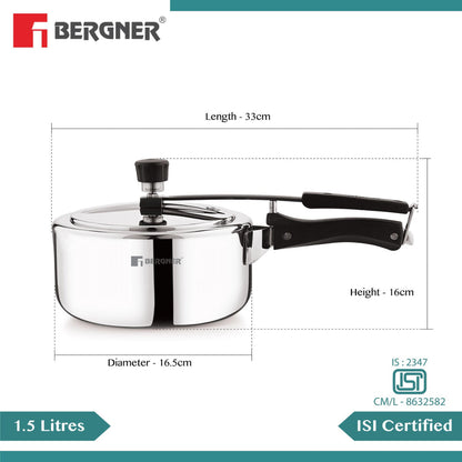 Berger Argent Avinash Tri-Ply Stainless Steel Inner Lid Pressure Cooker