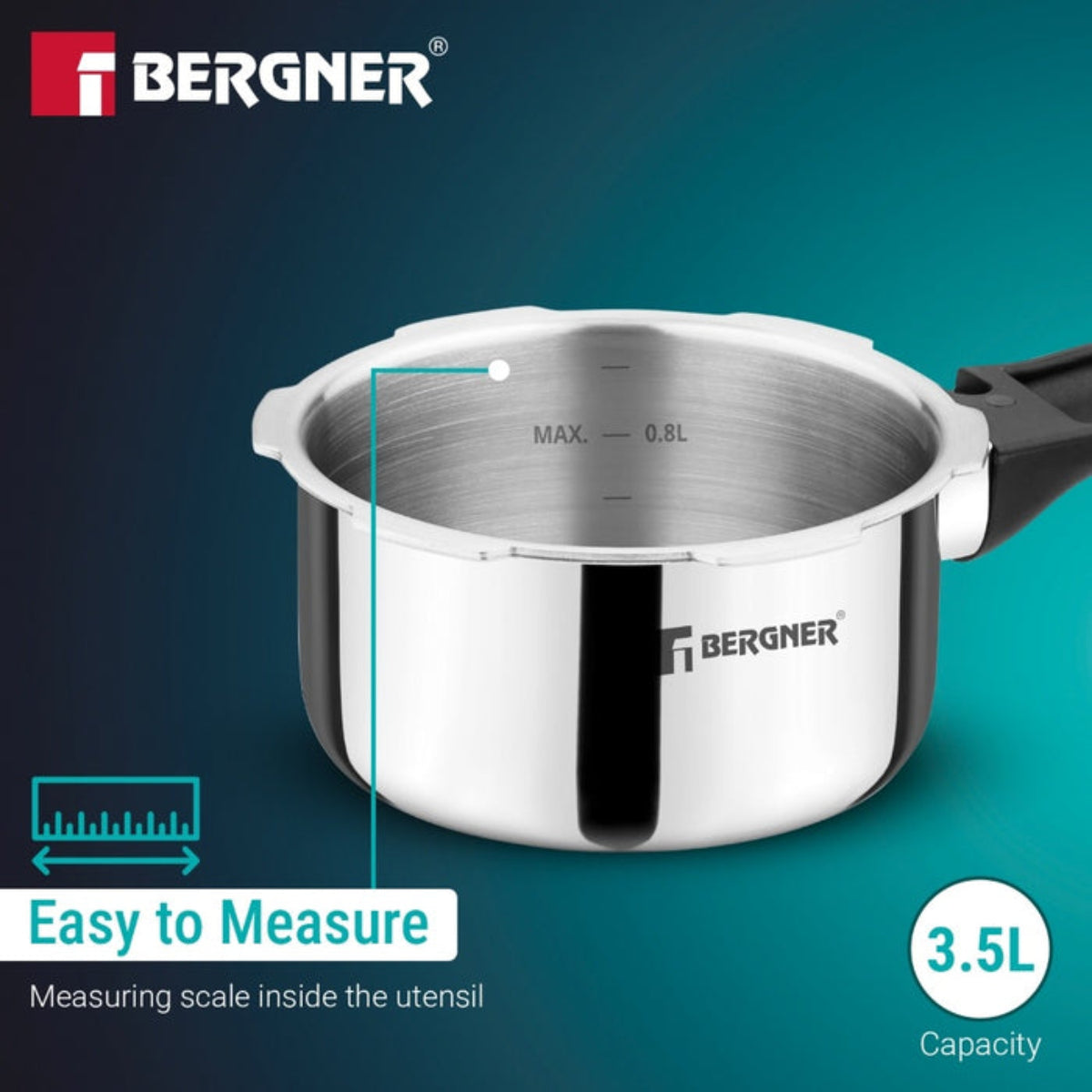 Bergner Argent Classic Triply 1 L Outer Lid Pressure Cooker Induction Bottom