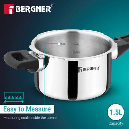 Bergner Argent Classic Triply 1.5 L Outer Lid Pressure Cooker - Induction Bottom
