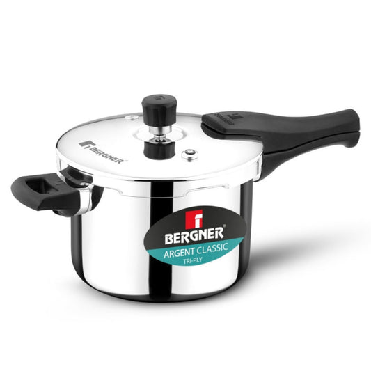 Bergner Argent Classic Triply 3.5 L Outer Lid Pressure Cooker - Induction Bottom