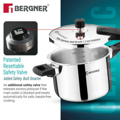 Bergner Argent Classic Triply 5.5 L Outer Lid Pressure Cooker Induction Bottom