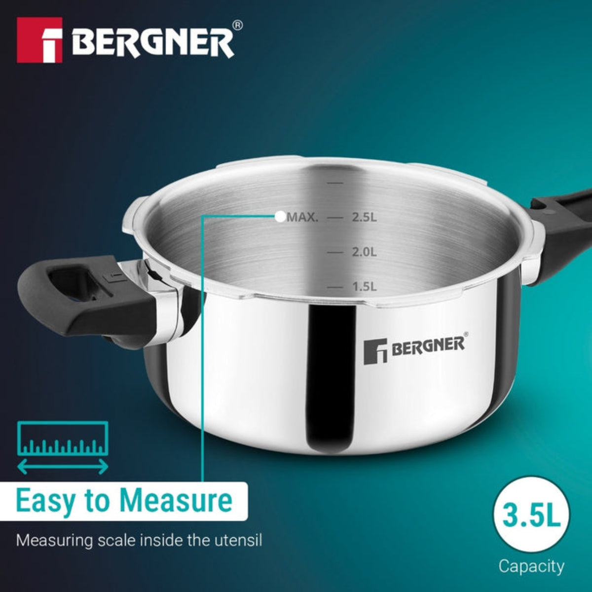 Bergner Argent Classic Triply 3.5 L Outer Lid Pressure Pan - Induction Bottom
