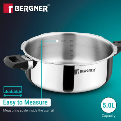 Bergner Argent Classic Triply 5 L Outer Lid Pressure Pan - Induction Bottom