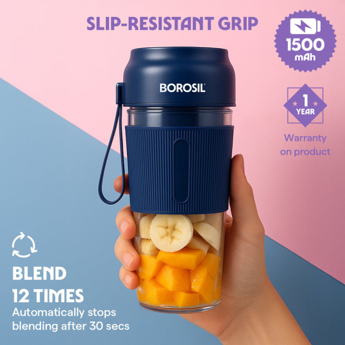Nutrigrip Portable Blender, Grey, 40 W