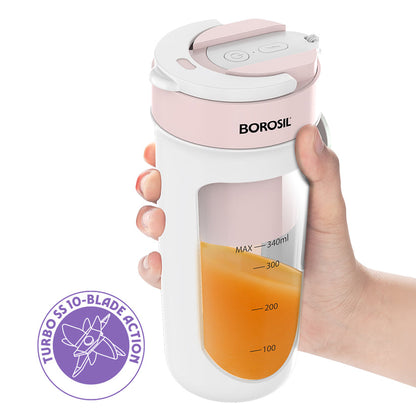 Borosil Nutrisip Portable Blender, Blue & Pink , 40 W