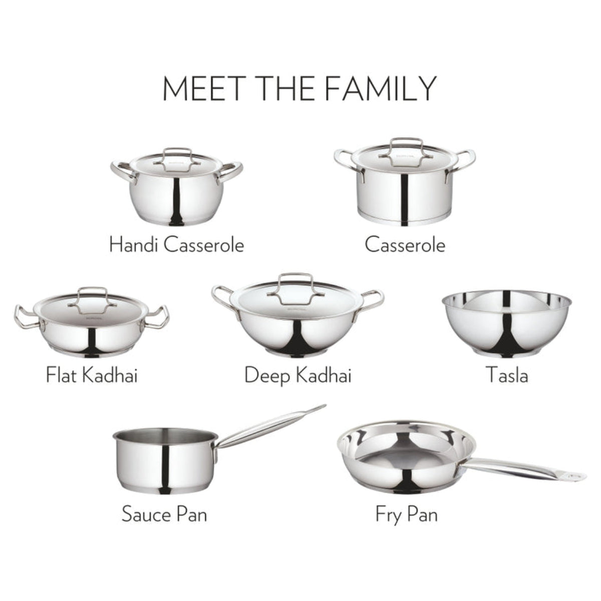 Borosil Cookfresh SS Deep Kadhai With Lid in Size 1.8L | 2.3 L | 2.8 L