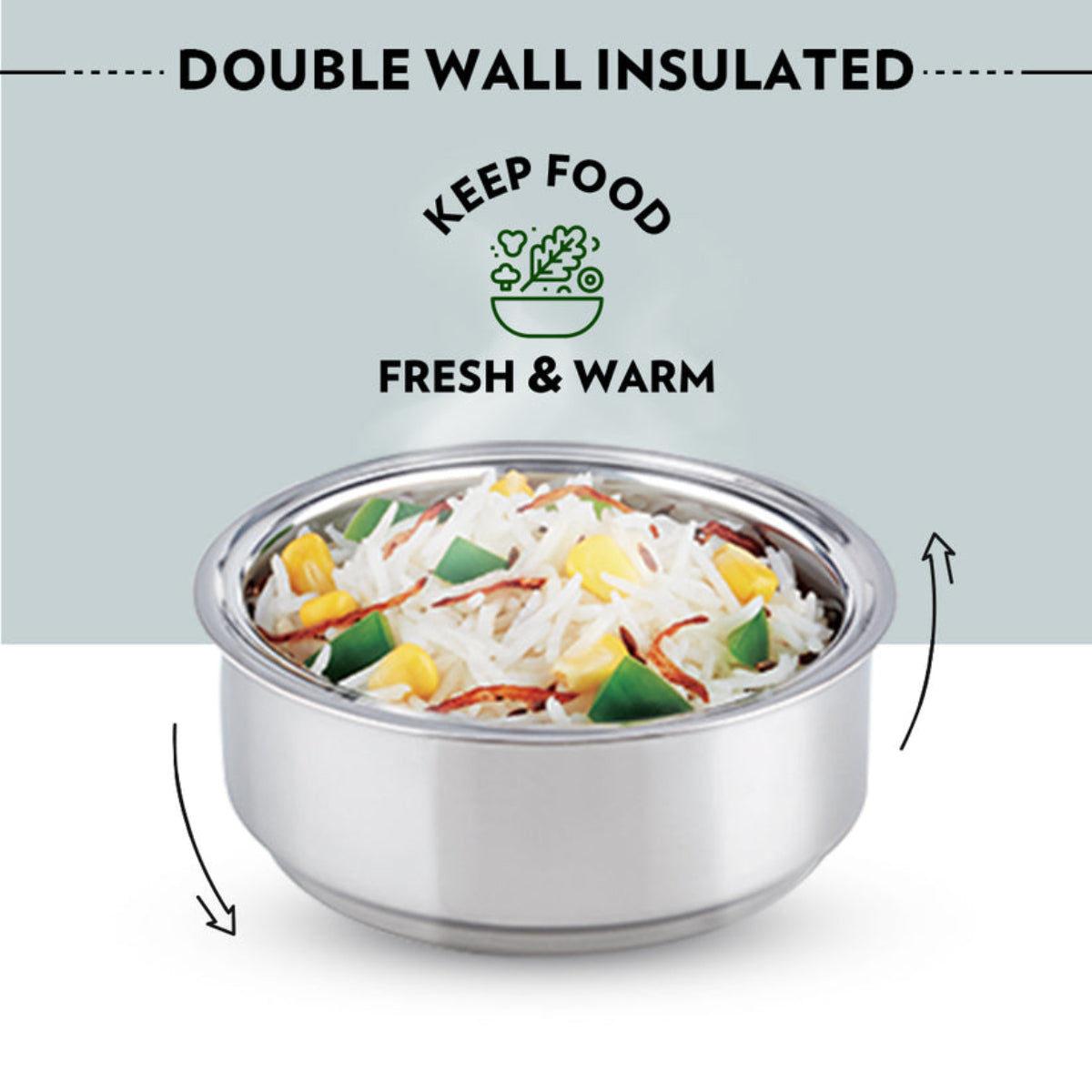 Borosil Carryfresh SS Insulated Lunchbox, Set of 4, (280ml x 2) + (180ml x 2)
