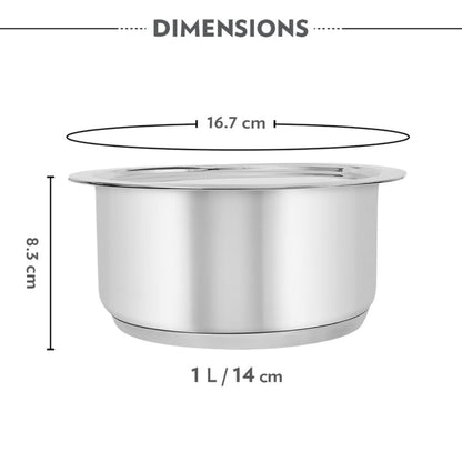 Borosil Cookfresh Impact Bonded Tri-Ply Bottom Tope With Lid | 1 L | 1.5 L  |  3.5 L