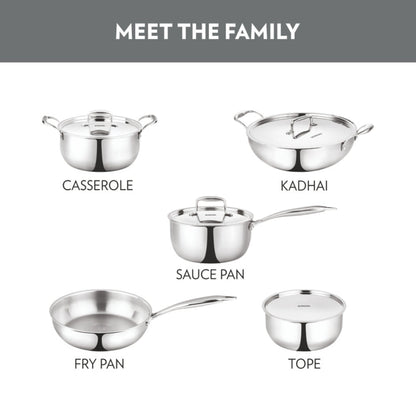 Borosil Cookfresh SS Triply Tope With Lid 1.2L | 3.1L | 3.6L | 4.6L