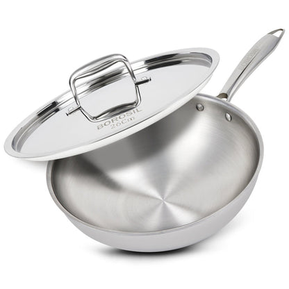 Borosil Cookfresh SS Tri-ply Wok with Lid 1.75 L | 2.25 L | 2.85 L  | 3.5 L