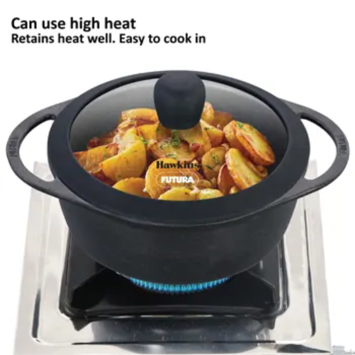 Futura By Hawkins Cast Iron Baby Casserole 1.25 Litre with Glass Lid (CIC125G)