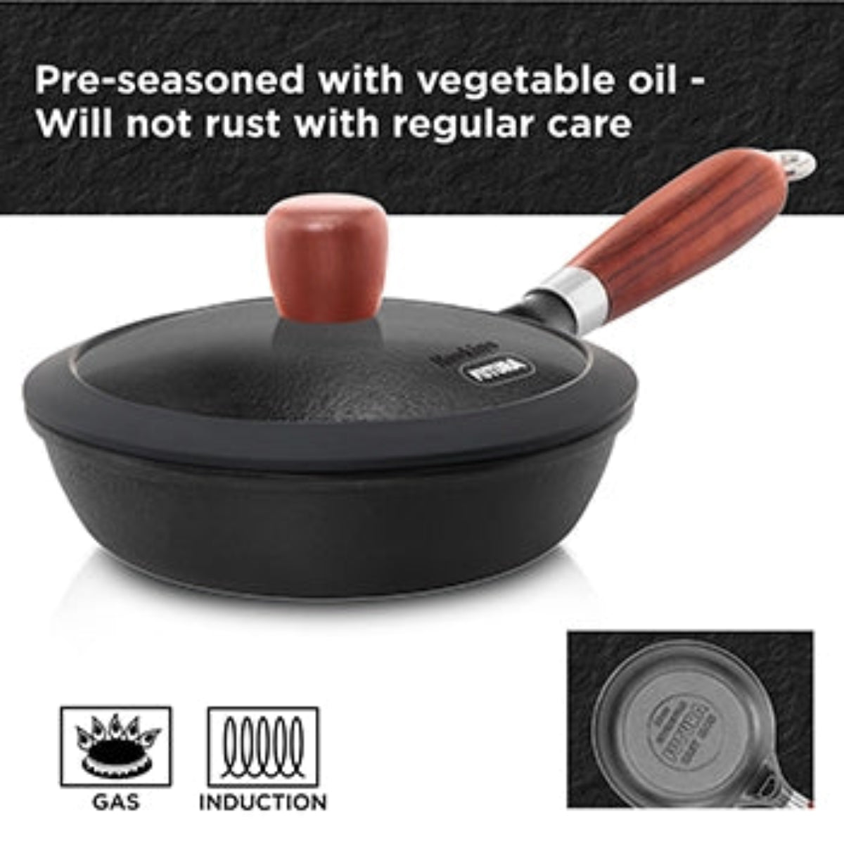 Futura By Hawkins Cast Iron Frying Pan  with Glass Lid