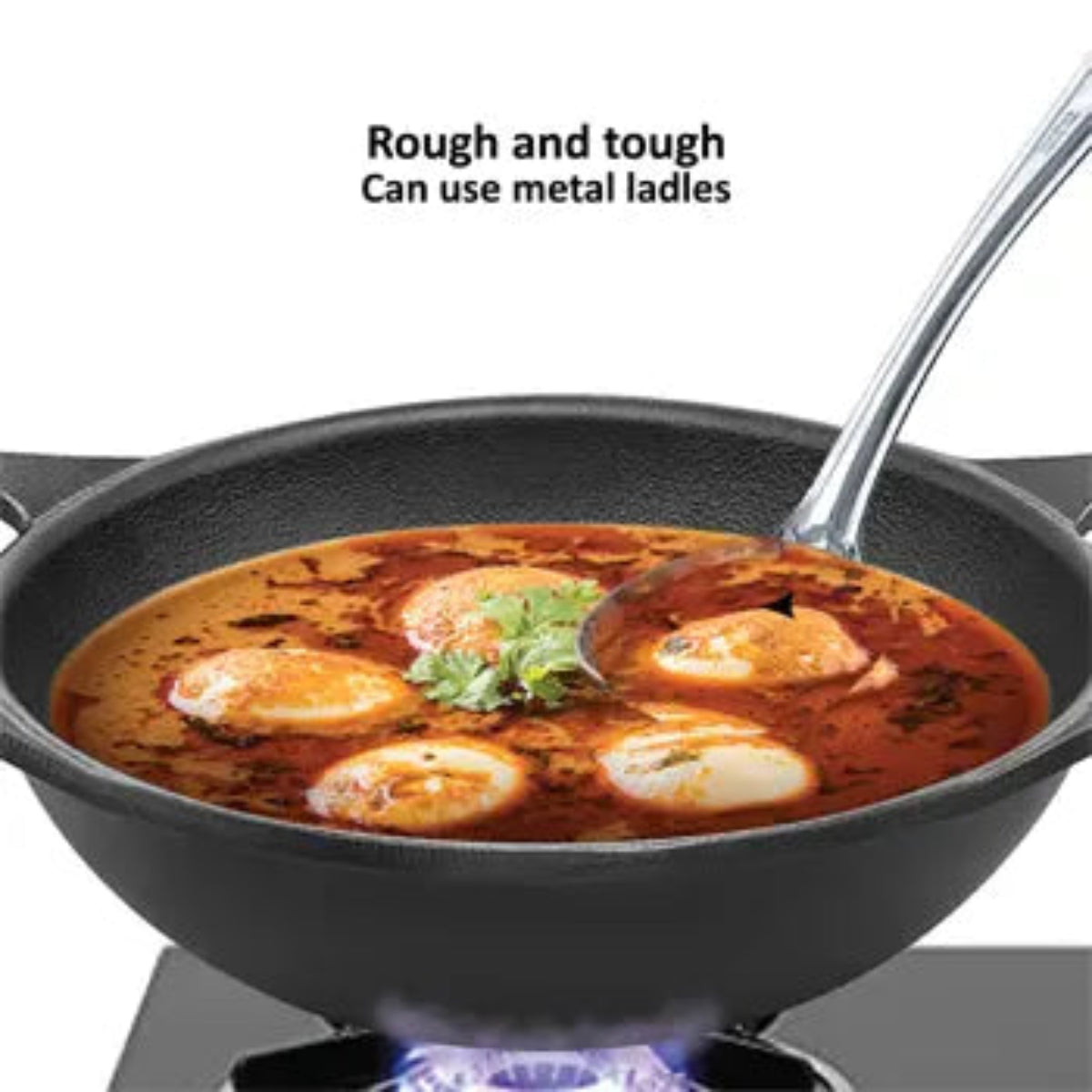 Futura Hawkins Cast Iron Kadhai Litre with Glass Lid