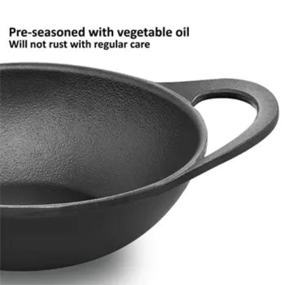 Futura Hawkins Cast Iron Kadhai Litre with Glass Lid