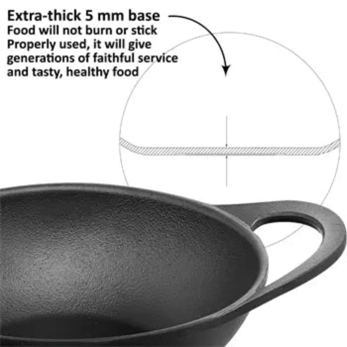 Futura Hawkins Cast Iron Kadhai Litre with Glass Lid
