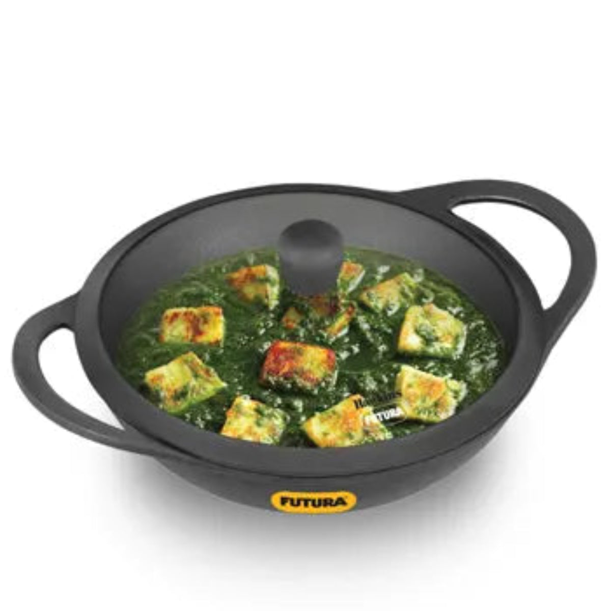 Futura Hawkins Cast Iron Kadhai Litre with Glass Lid