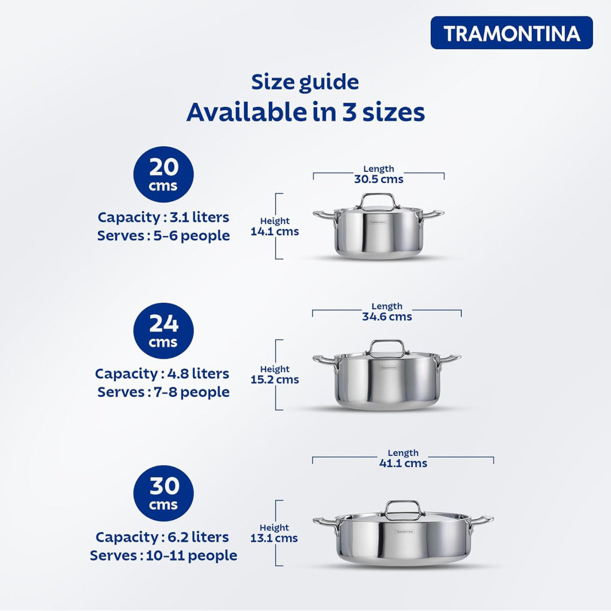 Tramontina Fusao EX+ Ceramic Stainless Steel Tri-Ply Biryani Lagan with SS Lid