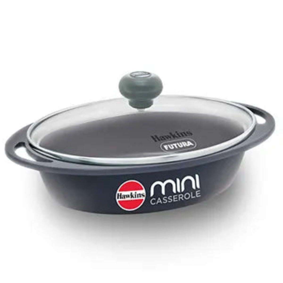 Hawkins Die Cast Oval Mini Casserole 0.75 Litre with Glass Lid