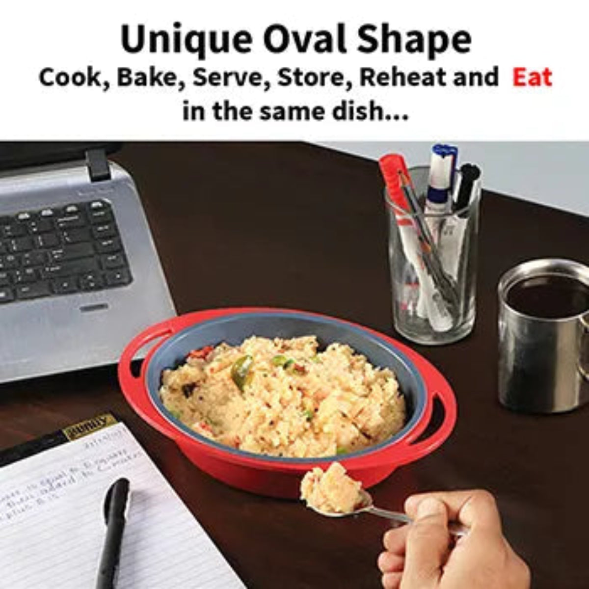 Hawkins Die Cast Oval Mini Casserole 0.75 Litre with Glass Lid