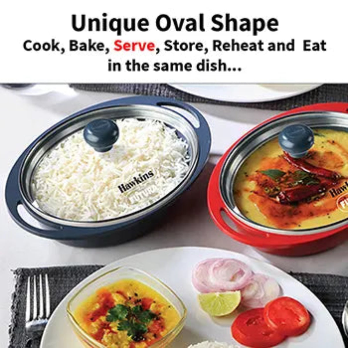 Hawkins Die Cast Oval Mini Casserole 0.75 Litre with Glass Lid