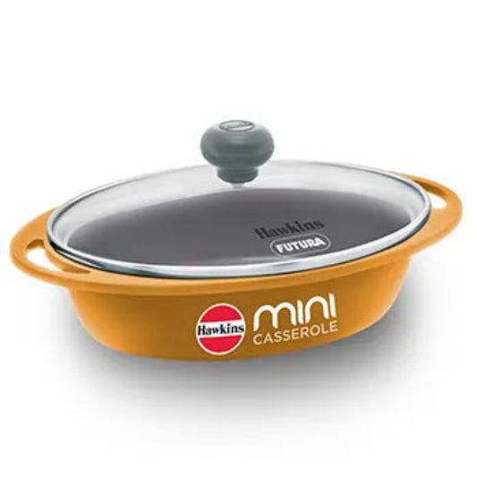 Hawkins Die Cast Oval Mini Casserole 0.75 Litre with Glass Lid