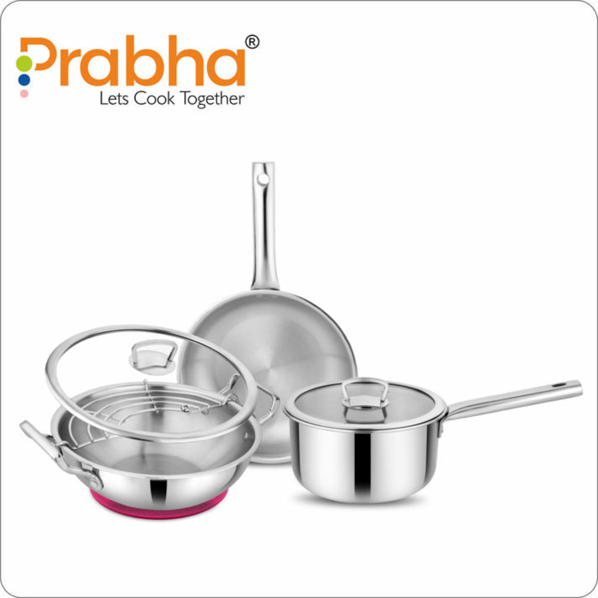 Prabha Elante Tri-Ply Stainless Steel Cookware Set