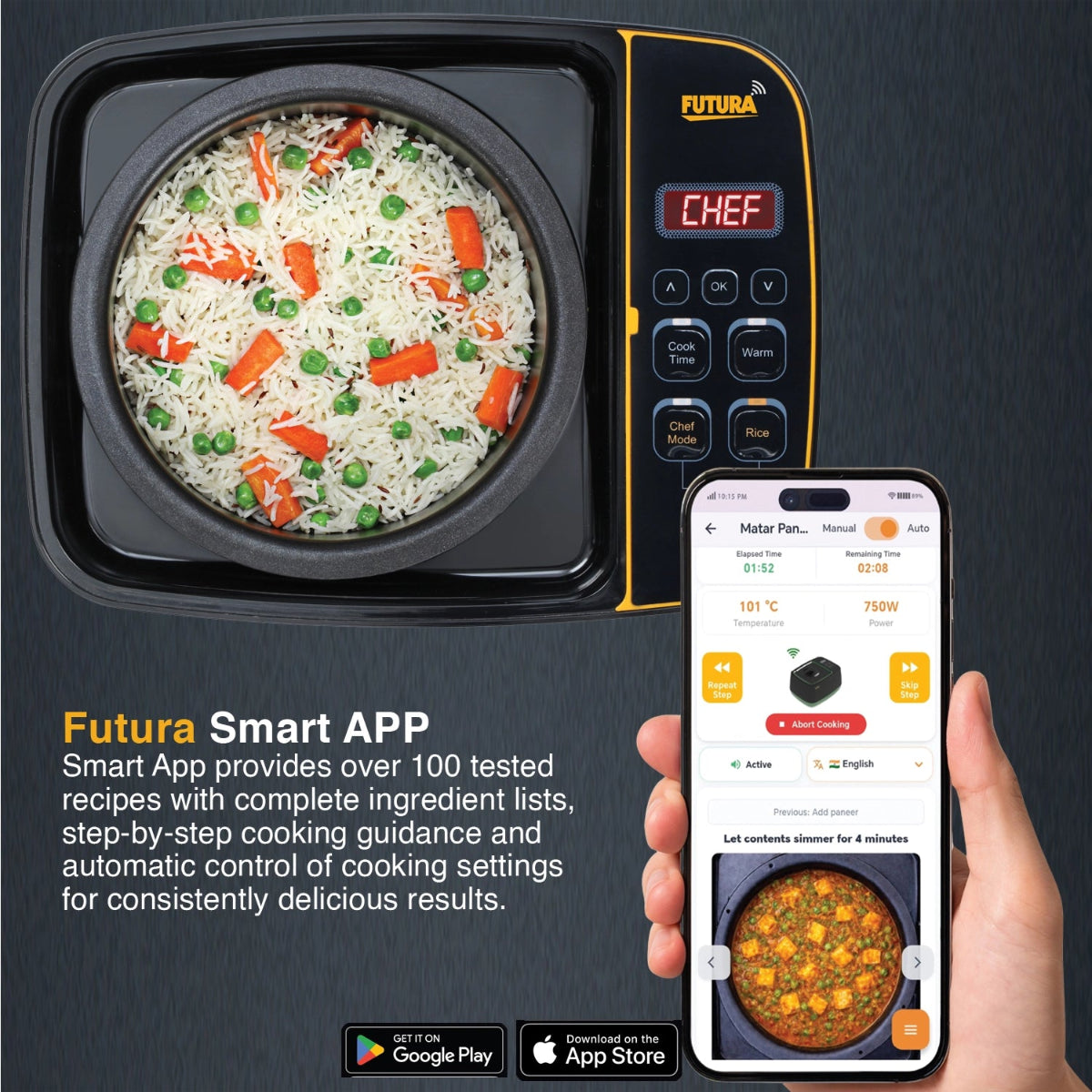 Hawkins Futura Smartpot with Smart App, 2 Litre Smart Electric Cooker (FSP1W)