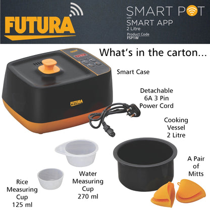 Hawkins Futura Smartpot with Smart App, 2 Litre Smart Electric Cooker (FSP1W)
