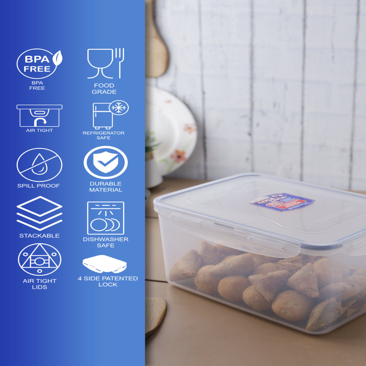 LocknLock Classic Extra-Large Flat Rectangular Food Container SET OF 3 PCS