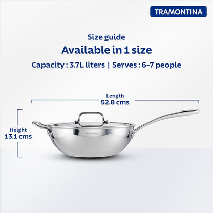 Tramontina Fusao EX+ Triply Ceramic 26cm Wok with SS Lid