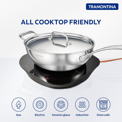 Tramontina Fusao EX+ Triply Ceramic 26cm Wok with SS Lid