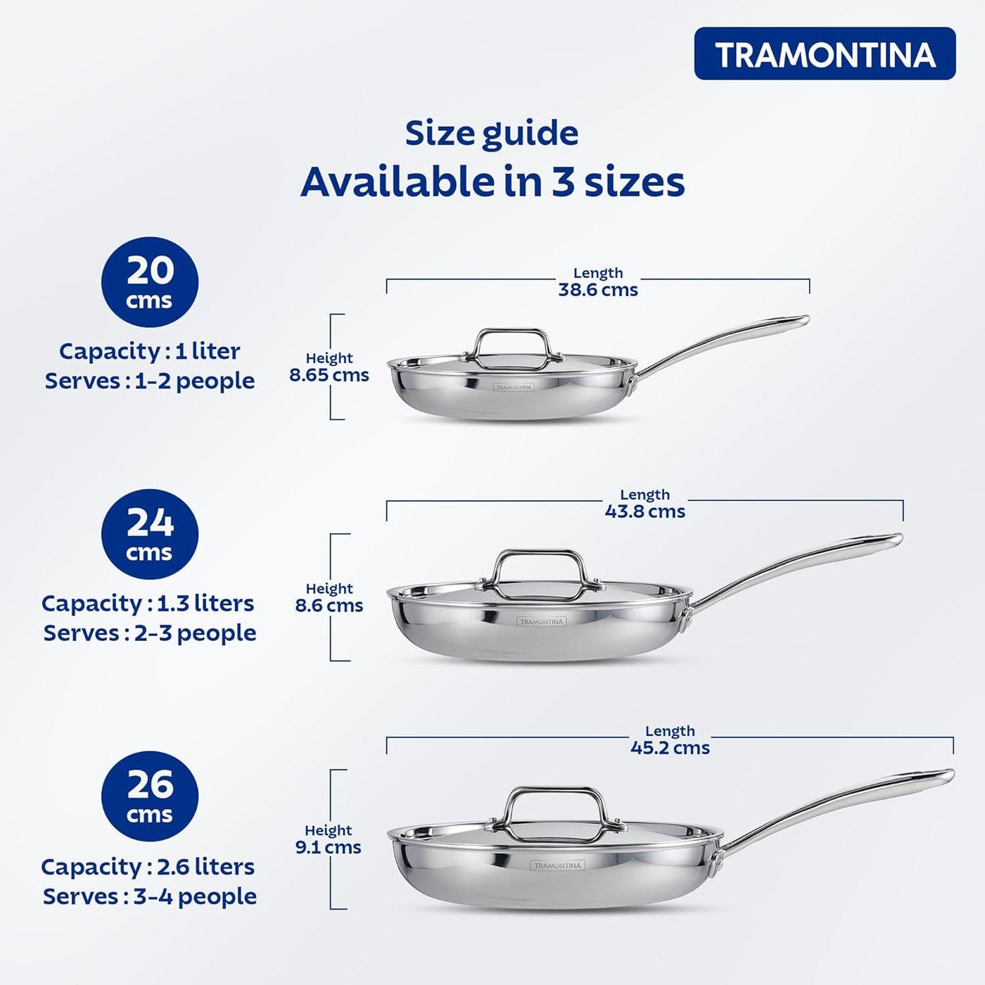 Fusao EX+ 20cm Ceramic Stainless Steel Tri-Ply Fry Pan with SS Lid