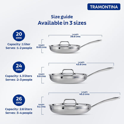 Fusao EX+ 20cm Ceramic Stainless Steel Tri-Ply Fry Pan with SS Lid