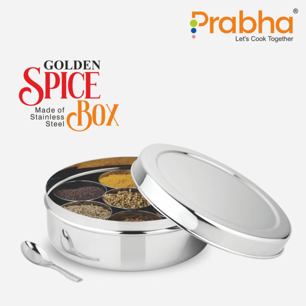 Prabha Stainless Steel Golden Spice Box - Best for Home & Kitchen