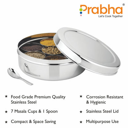 Prabha Stainless Steel Golden Spice Box - Best for Home & Kitchen