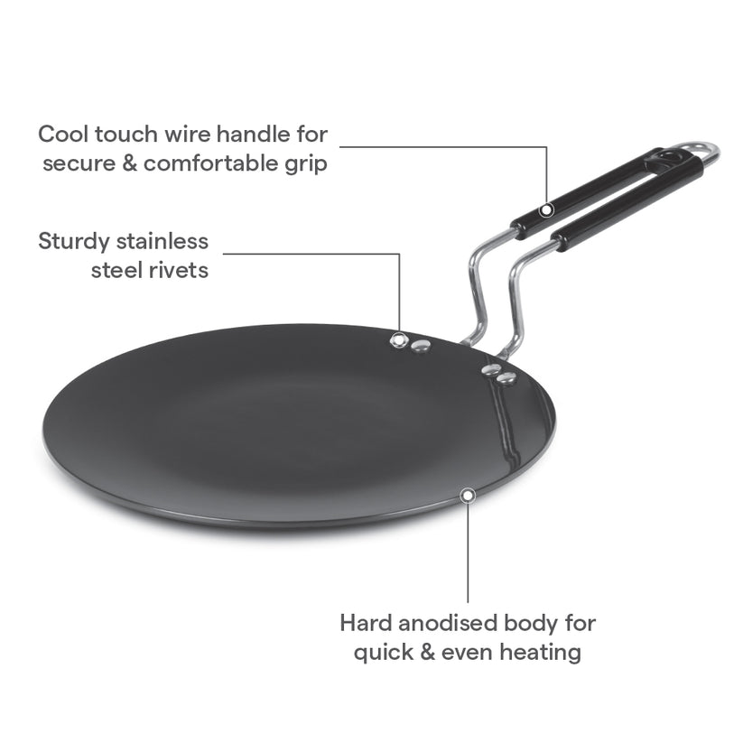 Borosil Hard Anodized Concave Tawa