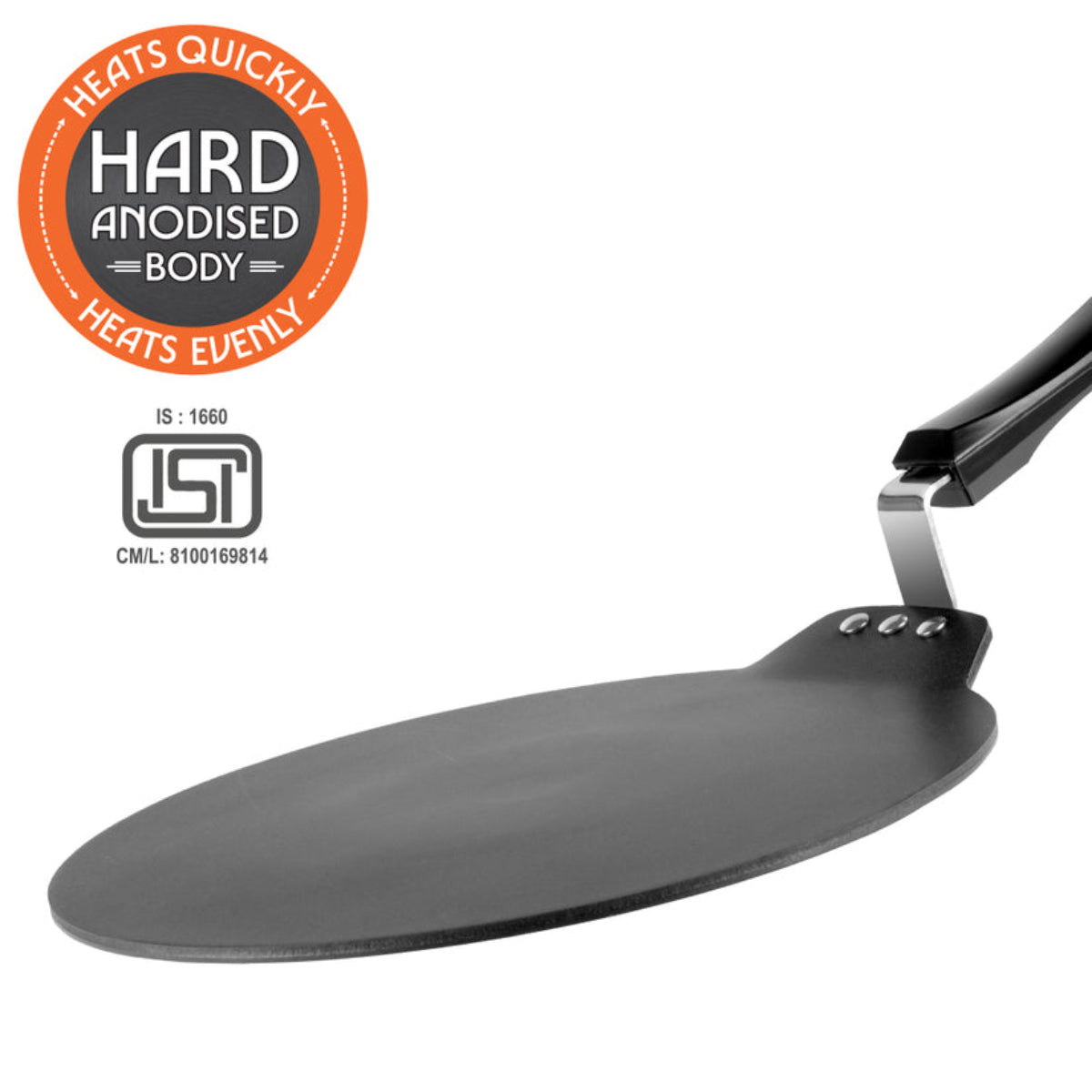 Borosil Hard Anodized Induction Base Non-Stick Dosa Tawa