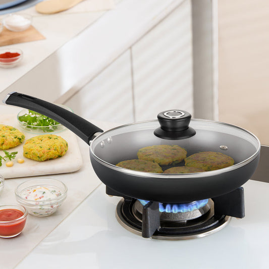 Borosil Hard Anodized Induction Base Fry Pan With Glass Lid
