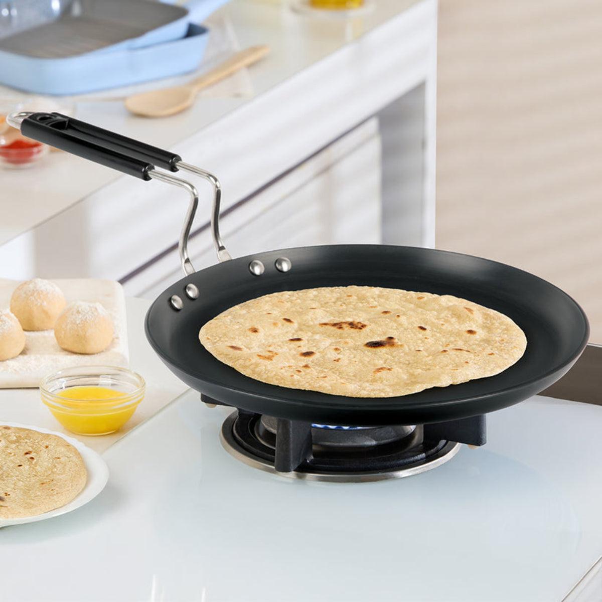 Borosil Hard Anodized Induction Base Flat Tawa