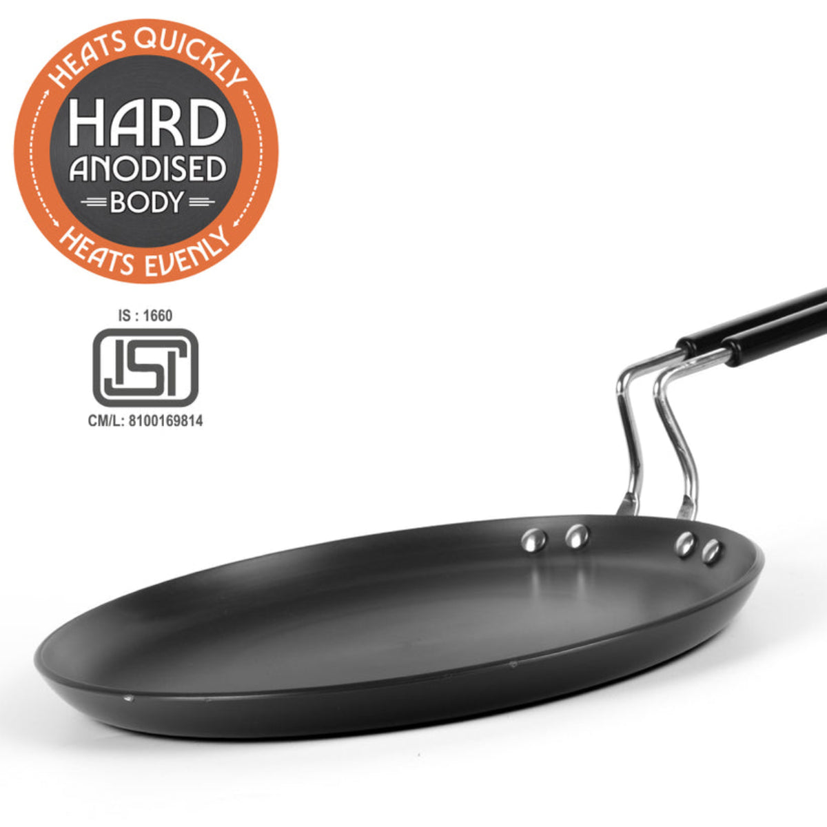Borosil Hard Anodized Induction Base Flat Tawa
