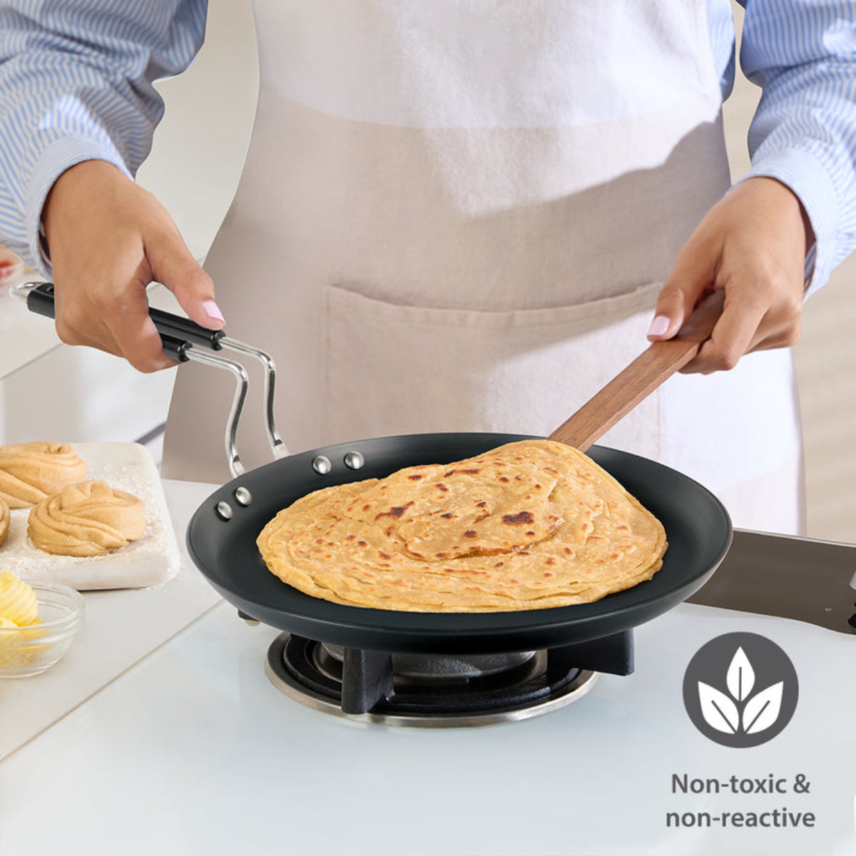 Borosil Hard Anodized Induction Base Flat Tawa